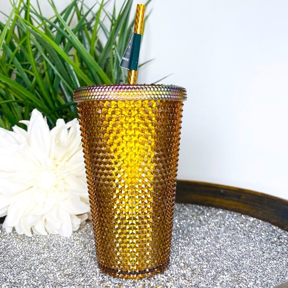 Starbucks Iridescent Gold Studded Anniversary Tumbler Cold Cop Grande NWT - Picture 2 of 3